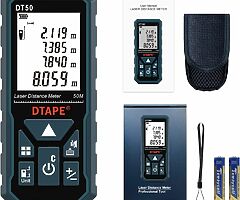 50 EUR Laser Measure 50M Portable Handle Digital Measure Tool Range Finder, Larger Backlit LCD 4 Li