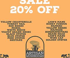 20% Off SALE On All Mushroom Cultures, Mushroom Grow Kits & Mycology Supplies. Sale Ends Friday