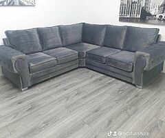 Brand new high quality Italian plush grey velvet corner sofa