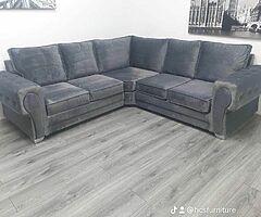 Brand new high quality Italian plush grey velvet corner sofa