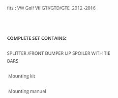 Front Splitter VW Golf GTI Mark 7 NEW