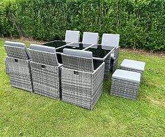 CUBE GARDEN RATTAN FURNITURE SET / 10 SEATER / DELIVERY 