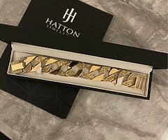 Mens Gold Curb Bracelet