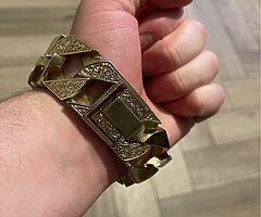 Mens Gold Curb Bracelet