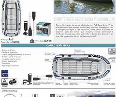 249€ 5 persons Inflatable Boat - 366 x 168 x 43 cm - 4 Pieces - Multicolor