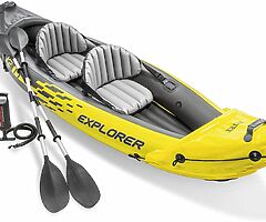 259€ 2-Person Inflatable Kayak Set with Aluminum Oars and High Output Air Pump