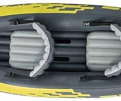 259€ 2-Person Inflatable Kayak Set with Aluminum Oars and High Output Air Pump