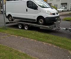 Man with jeep and car transporter/plant trailer,and closed in trailer available for transportation