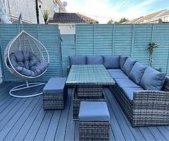 10 SEATER RATTAN SET + RISING TABLE / DELIVERY 