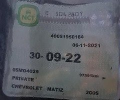 Matiz 1.0 petrol nct 2 months tax 6 months perfect driving 60.000 miles - Image 5/6