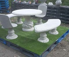 Concrete flower pots and furniture