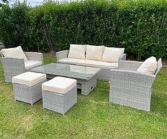 HAVANNA GARDEN RATTAN SOFA SET & RISING TABLE - DELIVERY 