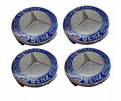 75 mm Mercedes wheel Caps 4pcs Light Blue