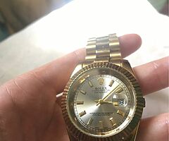 Genuine Rolex day just oyster perpetual 18k gold certs there
