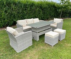 GARDEN RATTAN SOFA SET + RISING TABLE - DELIVERY 