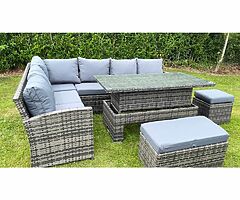 CORNER RATTAN FURNITURE SET + RISING TABLE - DELIVERY  - Image 3/4