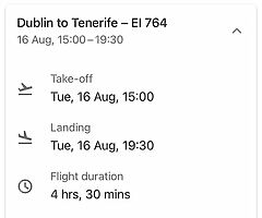 Aer lingus flight  16/8/22