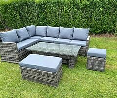 GARDEN RATTAN FURNITURE SET + RISING TABLE - DELIVERY 