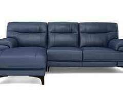 Dfs Denim blue Danbury leather premium   Sofa with insurance and guarantee .