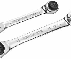 Facom 64C.J2 2 Pce. Cuatro Ratcheting Ring Spanner Set 8-19mm (8 Sizes)