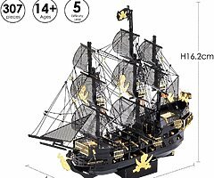 30€ 3D Metal Puzzle Jigsaw for Adults - Black Pearl Pirate Ship DIY 3D Metal Model Kits ,307Pcs - Image 3/8