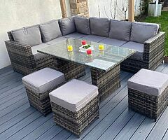CORNER GARDEN RATTAN SET + DINING TABLE - DELIVERY 