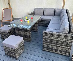 CORNER GARDEN RATTAN SET + DINING TABLE - DELIVERY 