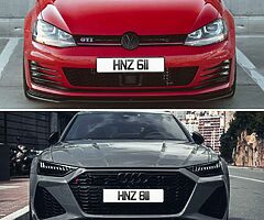 HNZ 611 & HNZ 811 short matching pair of number plates 