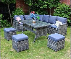 CORNER GARDEN RATTAN SET + DINING TABLE - DELIVERY 