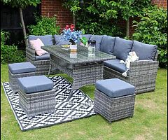 CORNER GARDEN RATTAN SET + DINING TABLE - DELIVERY 