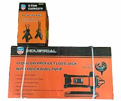 4 ton low profile trolley jack and set of 3 ton axle stands