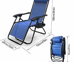 150€ Zero Gravity Chair,Set of 2, Folding Sun Loungers, Recliner Garden Chairs, Outdoor Deck Chairs