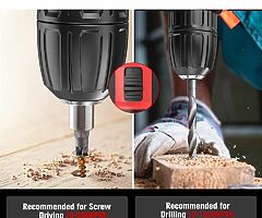 99€ Cordless drill with 2 batteries 2.0Ah, 42Nm, 2 gears, 25+3 torque levels, LED light, 30PCS