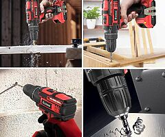 99€ Cordless drill with 2 batteries 2.0Ah, 42Nm, 2 gears, 25+3 torque levels, LED light, 30PCS