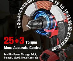 99€ Cordless drill with 2 batteries 2.0Ah, 42Nm, 2 gears, 25+3 torque levels, LED light, 30PCS - Image 6/8