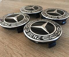 75mm Mercedes wheel Caps 4pcs New Black
