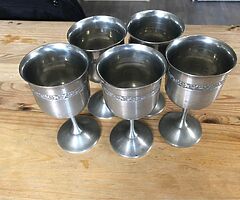 5 Pewter Goblets