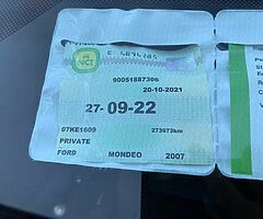2007 Ford mondeo 2.0 diesel
5 speed manual 
2 keys 
1 owner 
Nct till end of September 9/2022 ...