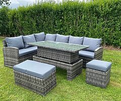 CORNER RATTAN SET + RISING TABLE - DELIVERY 