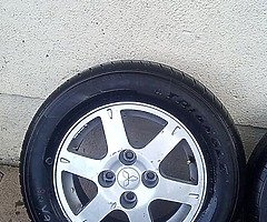 Mitsubishi wheels 4x114 tidy set of alloys 4 very good tyres 15inch - Image 4/9