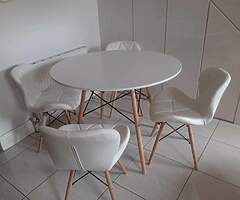 NEW ROUND TABLE + 4 CHAIRS - DELIVERY 