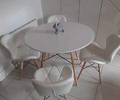 NEW ROUND TABLE + 4 CHAIRS - DELIVERY 