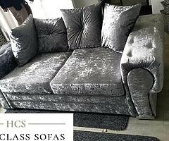 SALE ON BRAND NEW HIGH QUALITY ITALIAN CRUSHED VELV CORNER SOFAS AND 3+2 SETS FREE NEXT DAY DELIVERY - Image 1/3