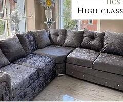 SALE ON BRAND NEW HIGH QUALITY ITALIAN CRUSHED VELV CORNER SOFAS AND 3+2 SETS FREE NEXT DAY DELIVERY