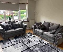 Brand new high quality Italian plush grey velvet corner sofa and 3+2 sets