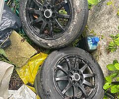 15 inch 4x108 steelies and 15 inch black 4x100 and 4x108