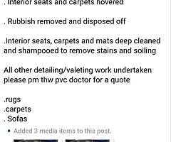 Upholstery cleaning and car valliting