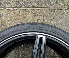 For sale good alloy wheels with nearly new tyres 1 week old. 5x112 19.
