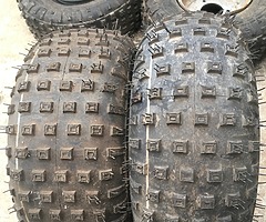 Here I have are 4 like brand new quad tyres and rims no longer need plenty off thread left on them s